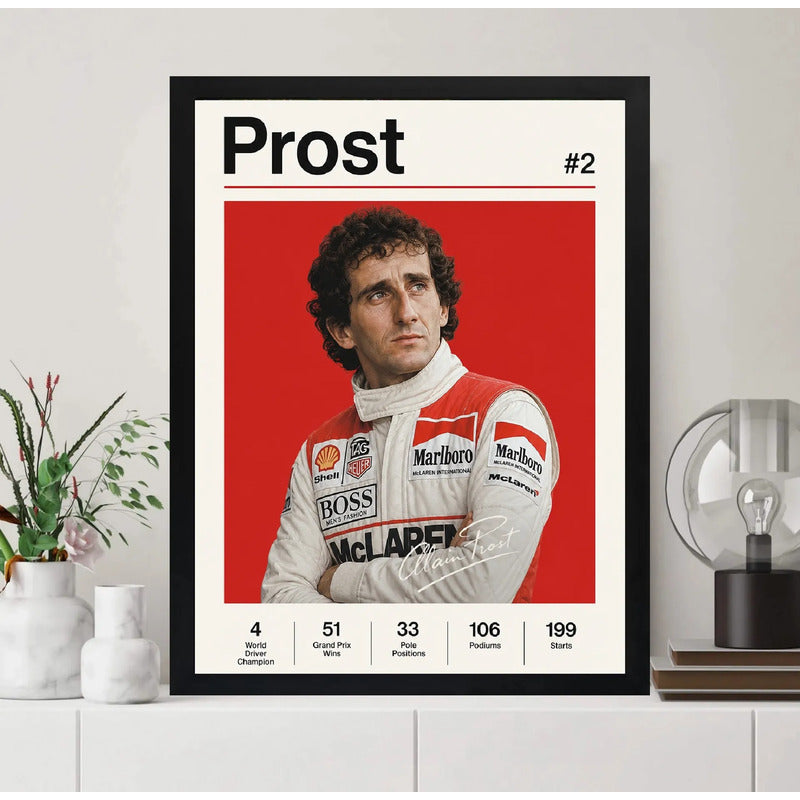 Cuadro Alan Prost Piloto Formula 1 Logros Signature Auto Marco Negro