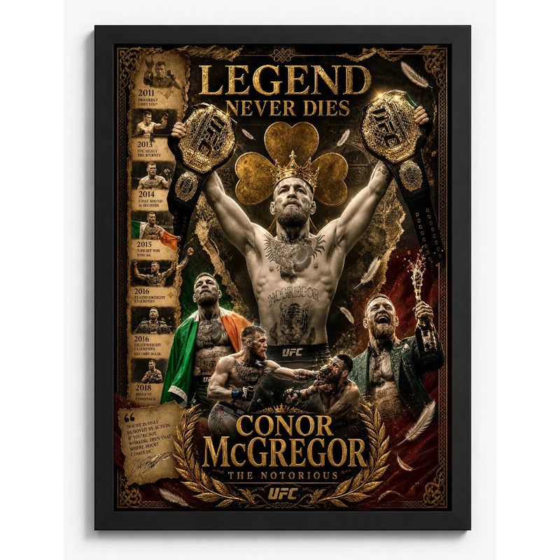 Cuadro Conor Mcgregor Legend Never Dies Deporte Mma Ufc Gym Marco Negro