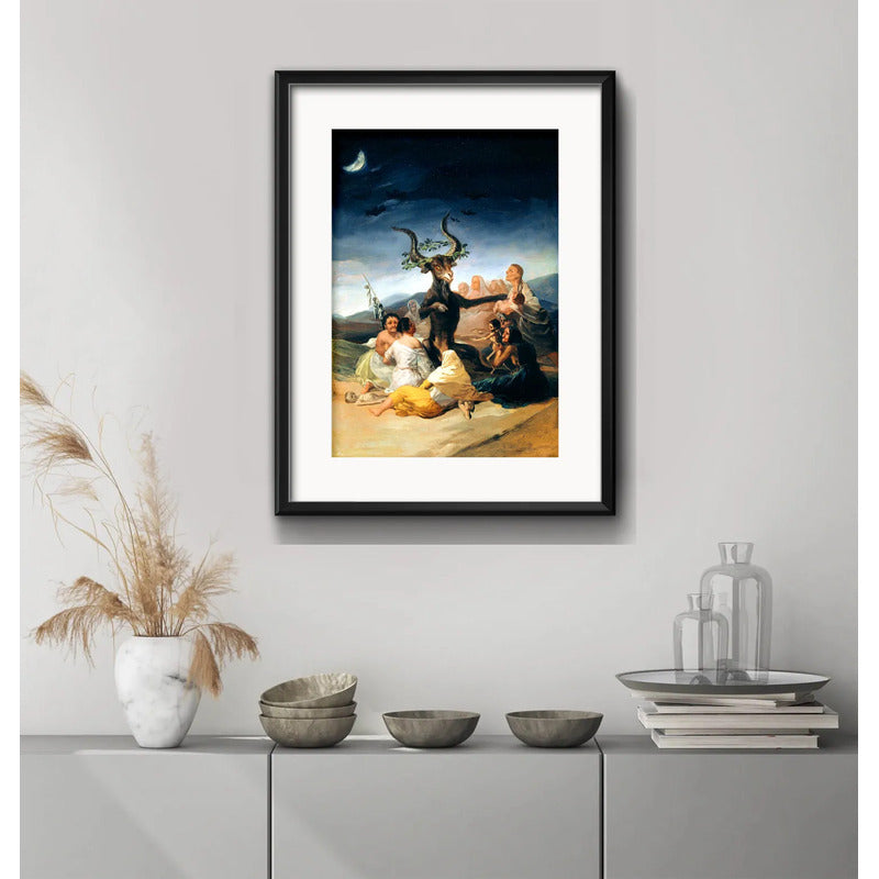 Cuadro Francisco De Goya El Aquelarre 53x43cm Con Paspartú Marco Negro