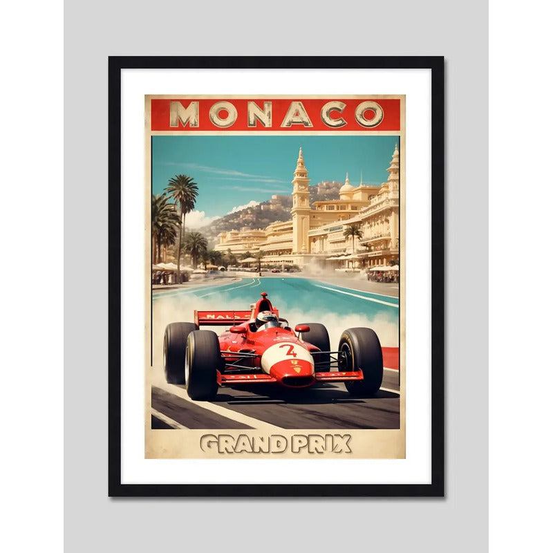 Cuadro Monaco Pista De Carrera Autodromo Formula 1 Vintage Monaco Gran Premio Histórico 1997 Con Marco Negro