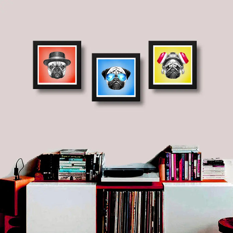 Set 3 Cuadros Perro Pug Pop Art Breaking Bad Pet Decoracion