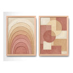 Set 2 Cuadros Boho Arte Abstracto Tonos Tierra Decora Living Marco Marrón Claro