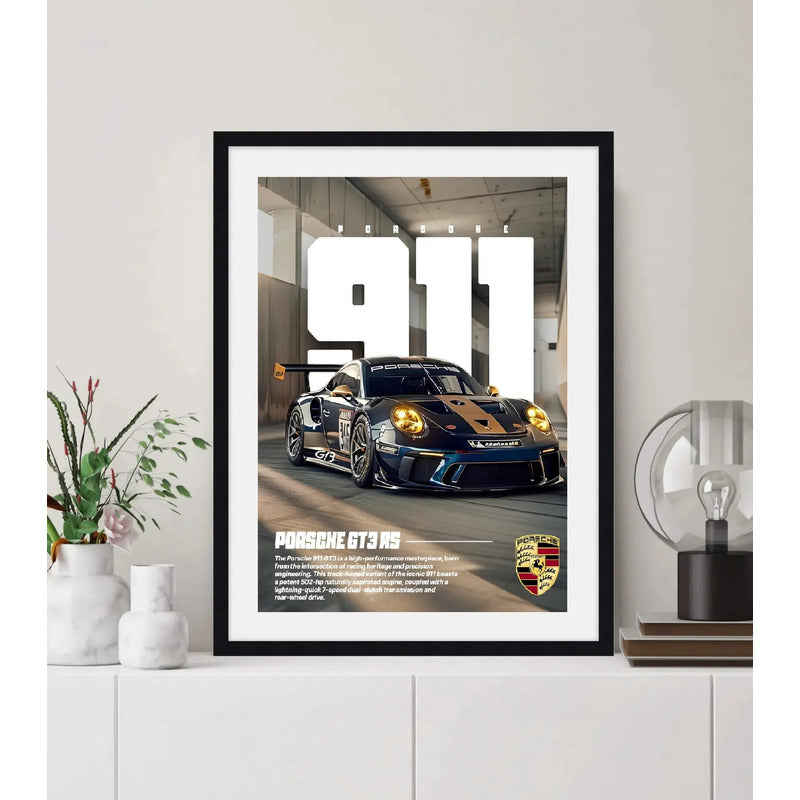 Cuadro Porsche 911 Gt3 Rs Auto Modelo Arte Decoracion Marco Negro