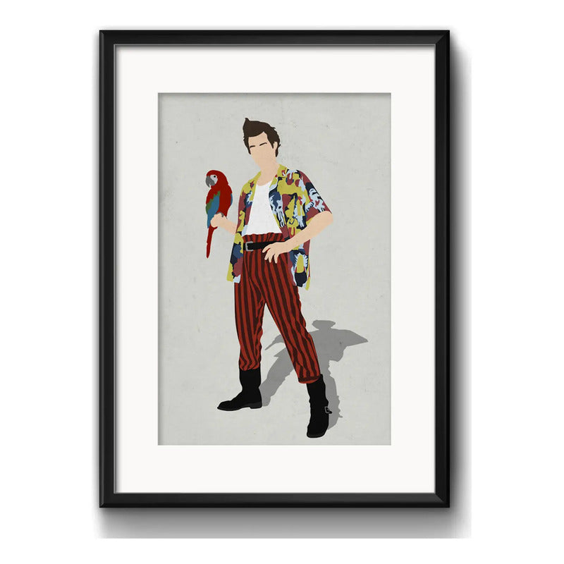 Cuadro Ace Ventura Minimalista Pet Detective Con Paspartú Marco Negro