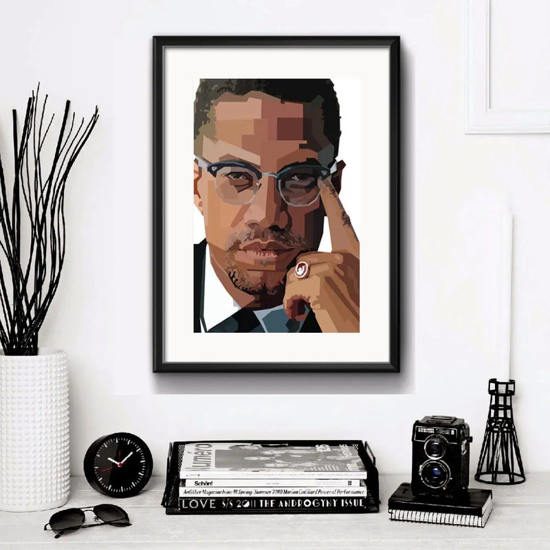 Cuadro Malcolm X Arte Activista Decoracion Con Paspartú