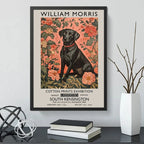 Cuadro Perro Flores William Morris Art & Craft 2 Exposición Marco Negro