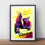 Cuadro Vespa Pop Art Lambretta Retro Motoclub Con Paspartu Marco Negro
