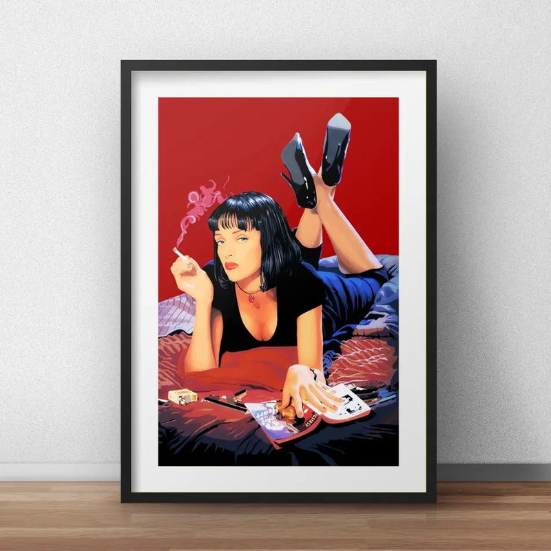 Cuadro Pulp Fiction Arte Pelicula Tarantino Con Paspartú Marco Negro