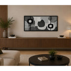 Cuadro Dormitorio Living Boho Abstracto Blanco Negro Grande Marco Negro