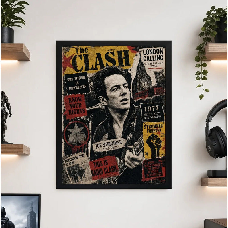 Cuadro The Clash Joe Strummer Forever Punk Rock Arte Vintage Marco Negro