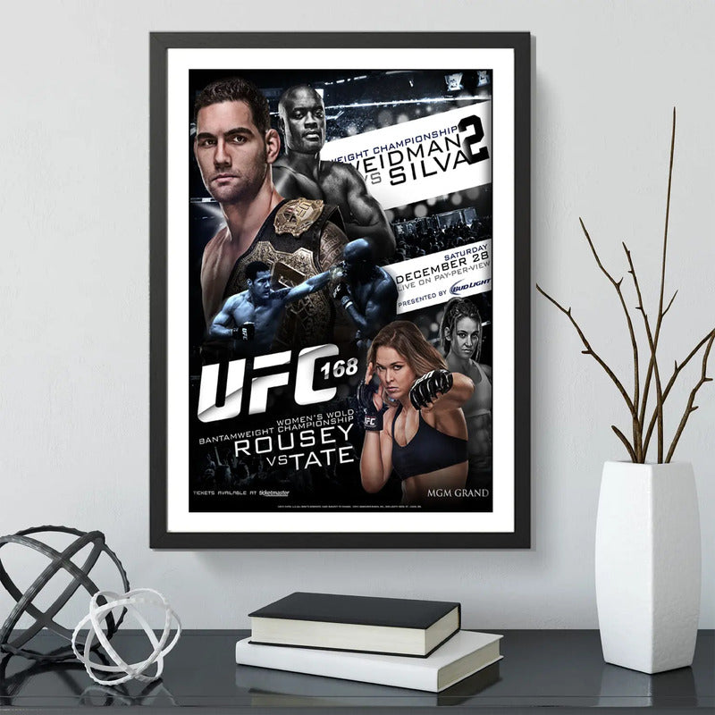 Cuadro Ufc Fight Peleas Famosas Retro Mma Deporte Coleccion Ufc 168 Anderson Silva Vs Chris Weidman Negro