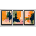 Set 3 Cuadros Dormitorio Living Abstracto Arte Contemporáneo Marco Negro