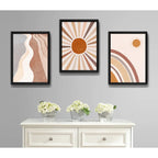Set 3 Cuadros Boho Chic Zen Abstracto Arte Decoracion Boho Sol Negro