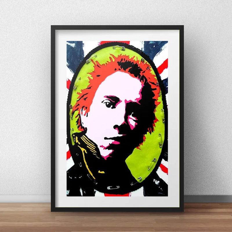 Cuadro Johnny Rotten Sex Pistols Punk Rock Arte Con Paspartú Marco Negro