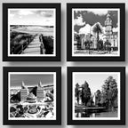 Set 4 Cuadros Montevideo Uruguay En Blanco Y Negro Ciudad