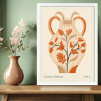 Cuadro Dormitorio Living Jarron Ceramica Flores Color Pastel Marco Blanco