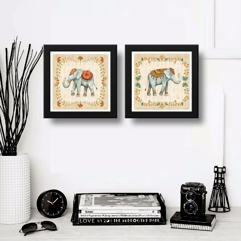 Set 2 Cuadros Elefante India Hindu Arte Decoracion