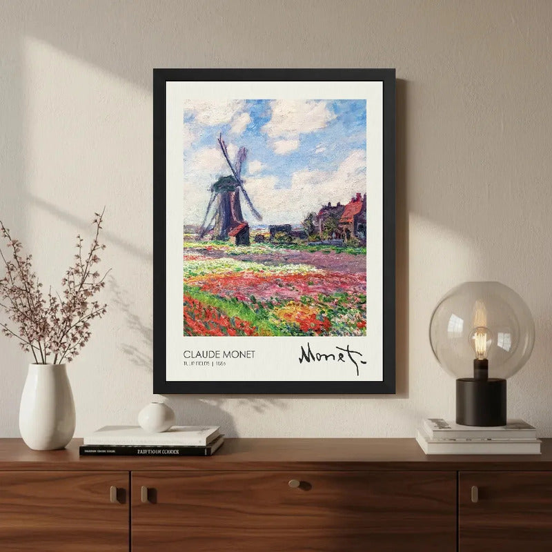 Cuadro Campo De Tulipanes Claude Monet Signature Arte Marco Negro