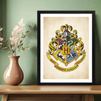 Cuadro Harry Potter Hogwarts Escudo Pelicula Cinema Arte Marco Negro