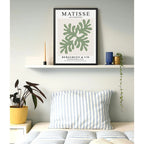 Cuadro Dormitorio Living Matisse Bs3 Tonos Verde Beige Claro Marco Negro