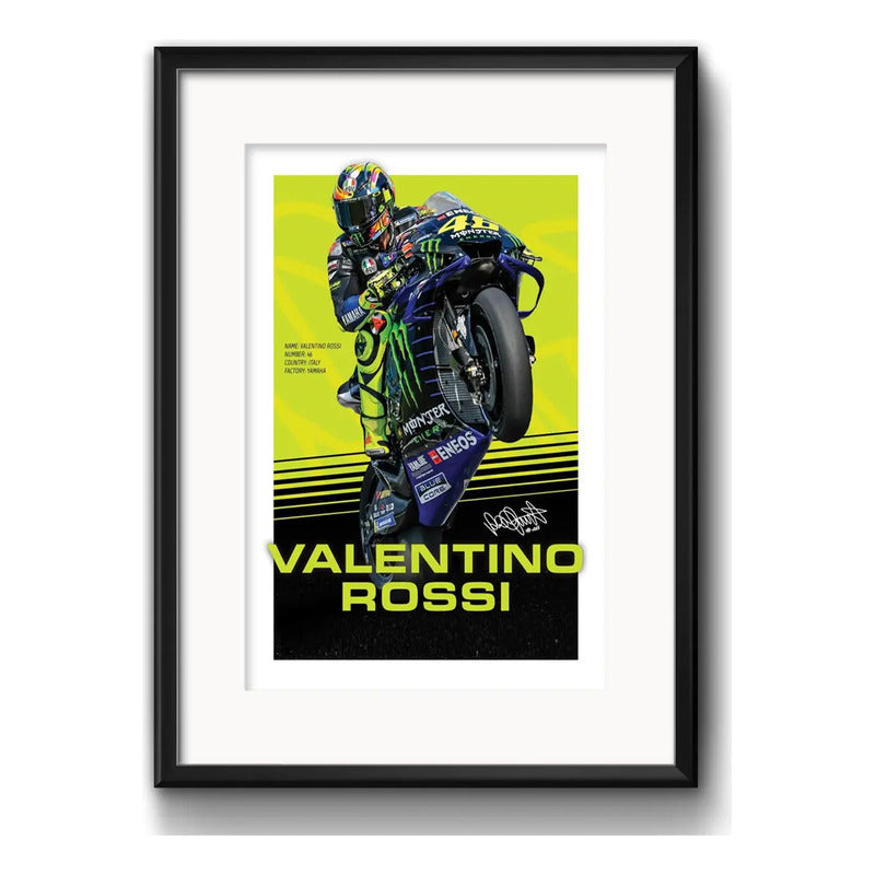 Cuadro Valentino Rossi Piloto Moto Gp Leyenda Con Paspartú Marco Negro