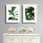 Set 2 Cuadros Hojas Plantas Verdes Decoracion Con Paspartu