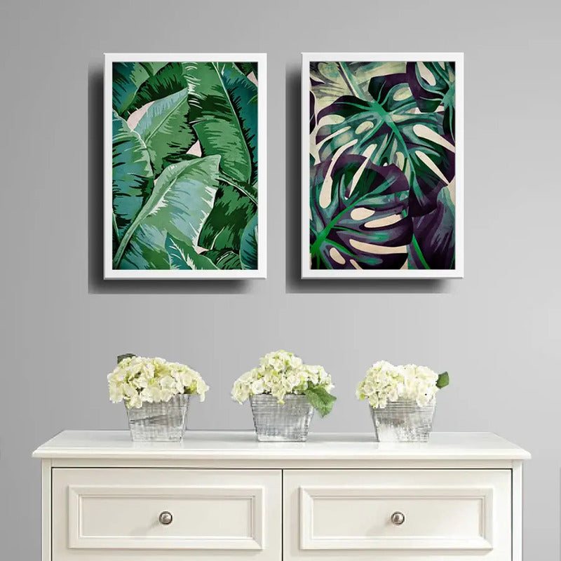Set 2 Cuadros Hojas Plantas Monstera Botanico Decoracion