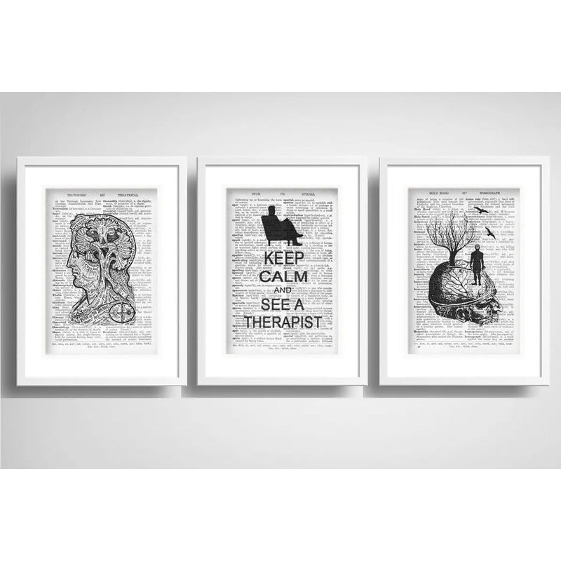 Set 3 Cuadros Psicología Psiquiatría Decoracion Con Paspartú