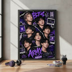 Cuadro Bts K-pop Boy Band Surcoreana Corea Musica Pop Arte 3 Marco Negro