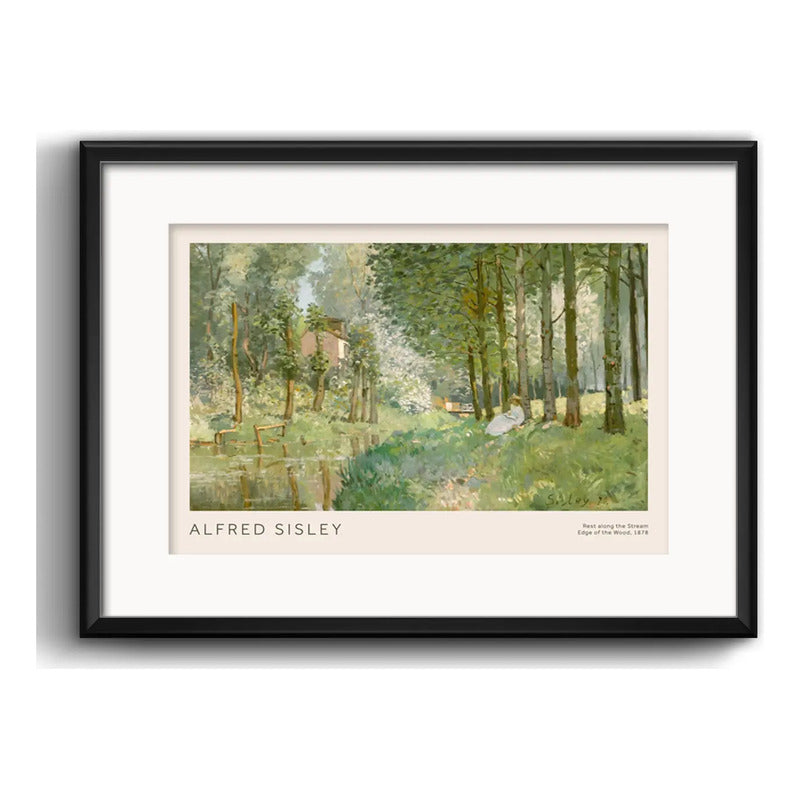 Cuadro Alfred Sisley 1878 Arte Botanico 53x43cm Con Paspartú Marco Negro