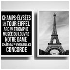 Set 2 Cuadros Paris Torre Eiffel Francia Blanco Negro Decora