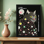 Cuadro Yayoi Kusama Cats & Dots Gato Neko Arte Japones Marco Negro