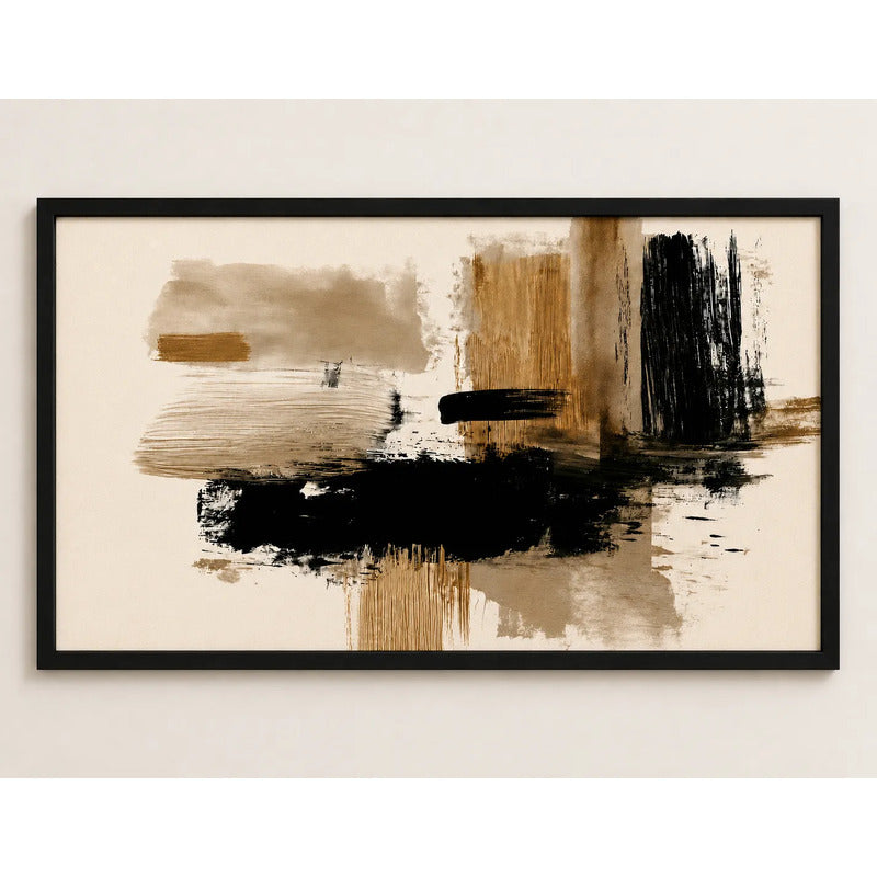 Cuadro Dormitorio Living Boho Abstract Trazos Audaces Grande Marco Negro