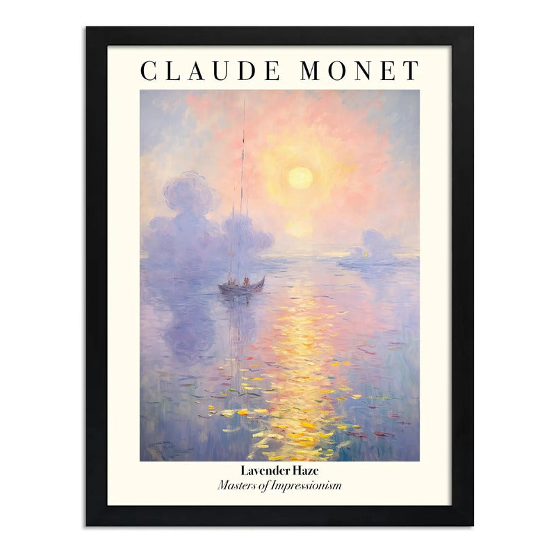 Cuadro Dormitorio Living Claude Monet Bruma De Lavanda Arte Marco Negro