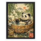 Cuadro Oso Panda Zen Banera Japón Bambus Art Bano Decoracion Marco Negro
