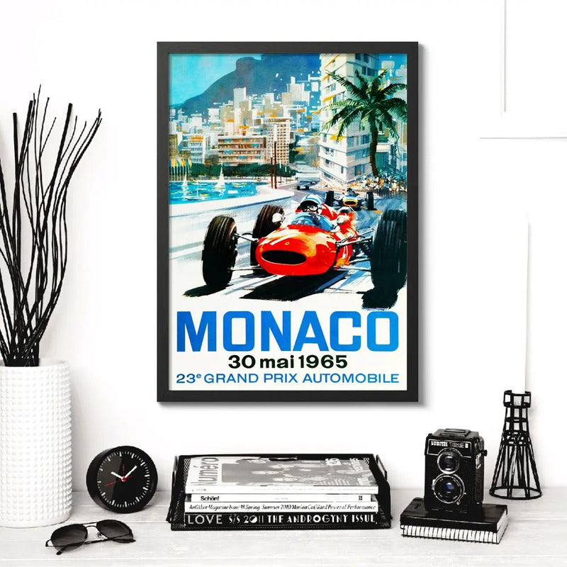 Cuadro Monaco Pista De Carrera Autodromo Formula 1 Retro Monaco 1965 Negro