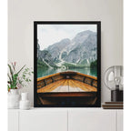 Cuadro Barco Hacia Las Montañas Natureleza Living Decoracion Marco Negro