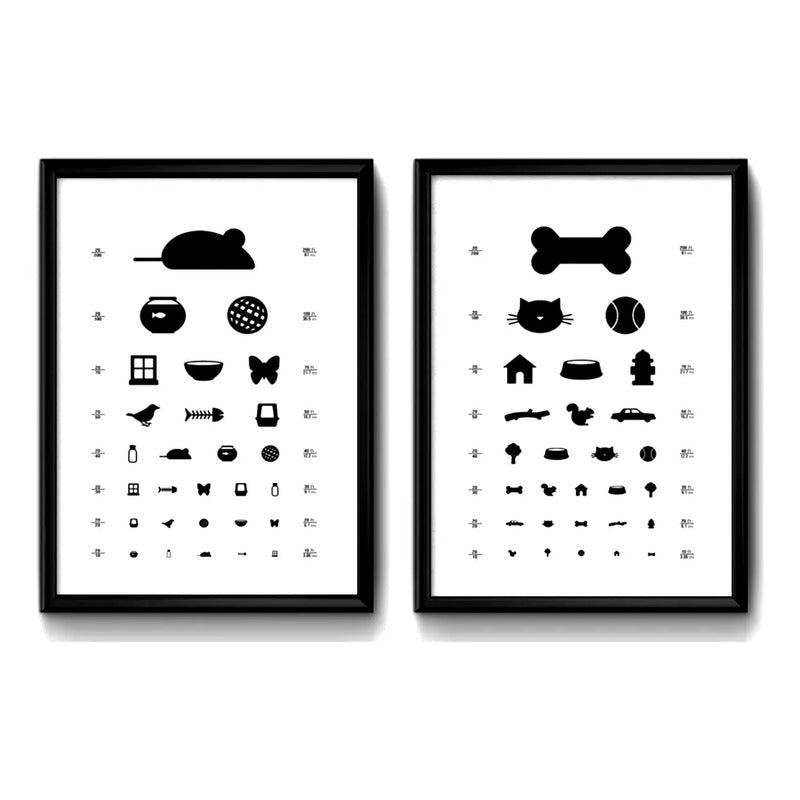 Set 2 Cuadros Test Visual Pet Mascotas Perro Gato Decoracion