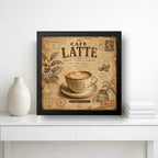Cuadro Living Comedor Cocina Café Latte Coffee Retro Brs2 Marco Negro