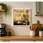 Cuadro Living Comedor Cocina Café Paris Art Deluxe 33x33cm Marco Blanco