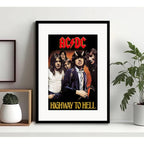 Cuadro Ac/dc Highway To Hell Rock B2 Decoracion Con Paspartú Marco Negro