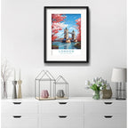 Cuadro Londres Uk Ciudad Tower Bridge 53x43cm Con Paspartú Marco Negro
