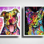 Set 2 Cuadros Perro Gato Pop Art Pitbull Mascota Pet Decora
