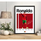 Cuadro Ronaldo Jugador Fútbol Logros Signature Club Deportes Marco Negro