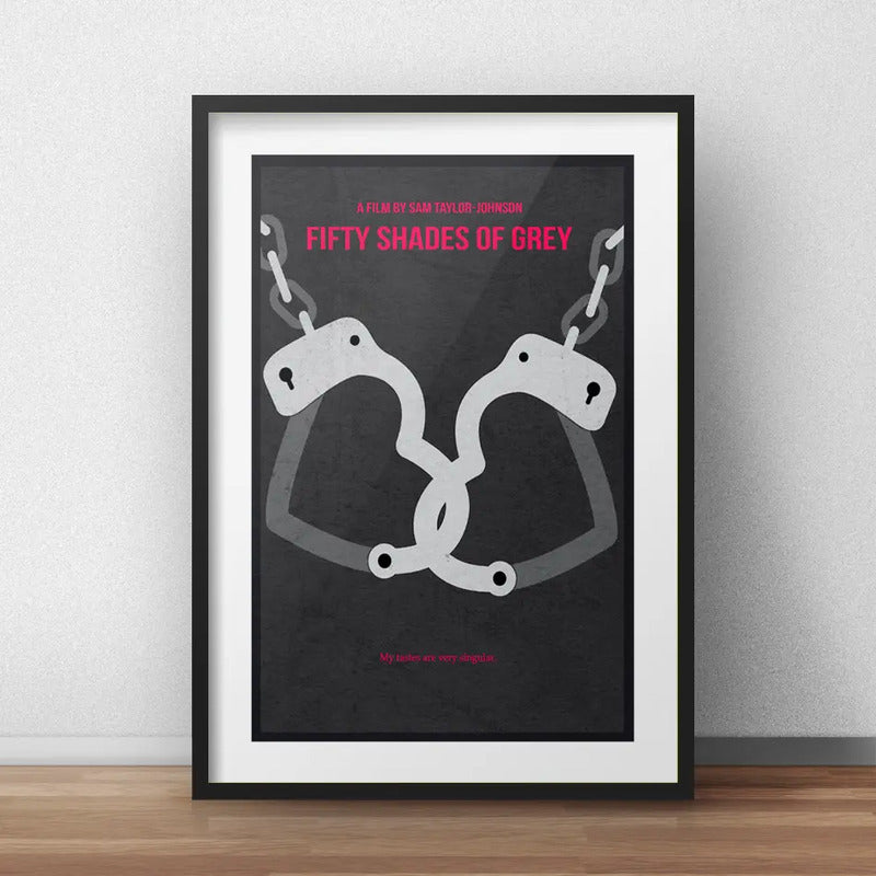 Cuadro 50 Sombras De Grey Minimalista Pelicula Con Paspartú Marco Negro