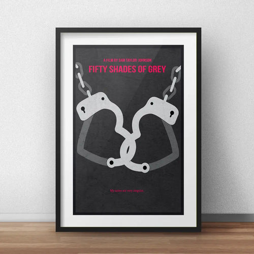 Cuadro 50 Sombras De Grey Minimalista Pelicula Con Paspartú Marco Negro