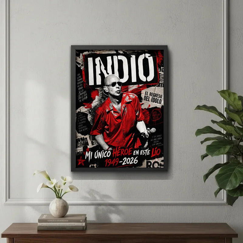 Cuadro Indio Solari Eterno Los Redondos Homenaje Rock Brs5 Marco Negro