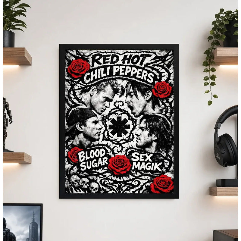 Cuadro Red Hot Chilli Peppers Blood Sugar Sex Magik Rock Marco Negro