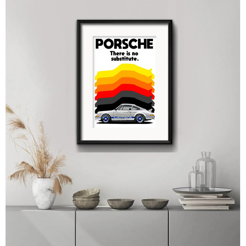 Cuadro Porsche Auto Frase No Substitute 53x43cm Con Paspartú Marco Negro