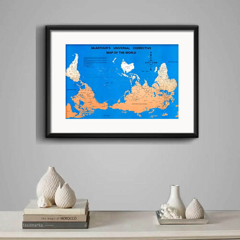 Cuadro Mapa Universal De Mcarthur Mapa Al Revés Con Paspartú